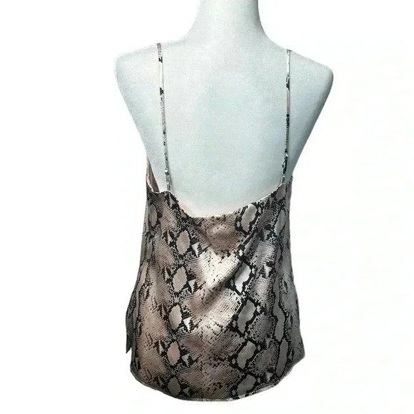 L'AGENCE Jane Silk V-Neck Camisole Tank Blush Pink Snakeskin Print Top - Picture 4 of 8